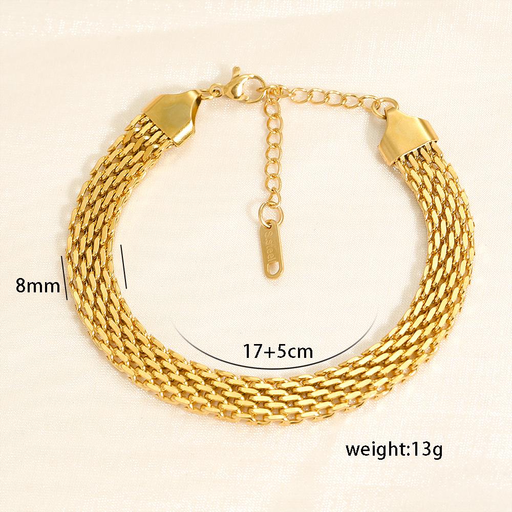 Hip Hop Cuban Bracelet Gold Plated V Type Double Row Men's Personality Light Luxury Versatile Style Retro