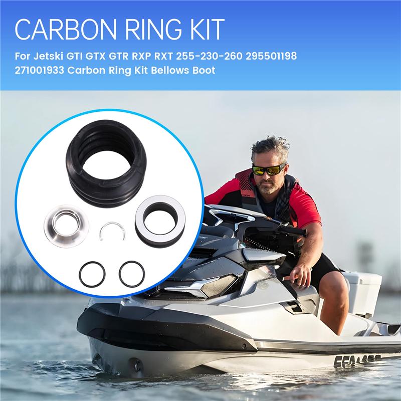 Durable-For BRP Seadoo Jetski GTI GTX GTR RXP RXT 255-230-260 295501198 271001933 Carbon Ring Kit Bellows Boot