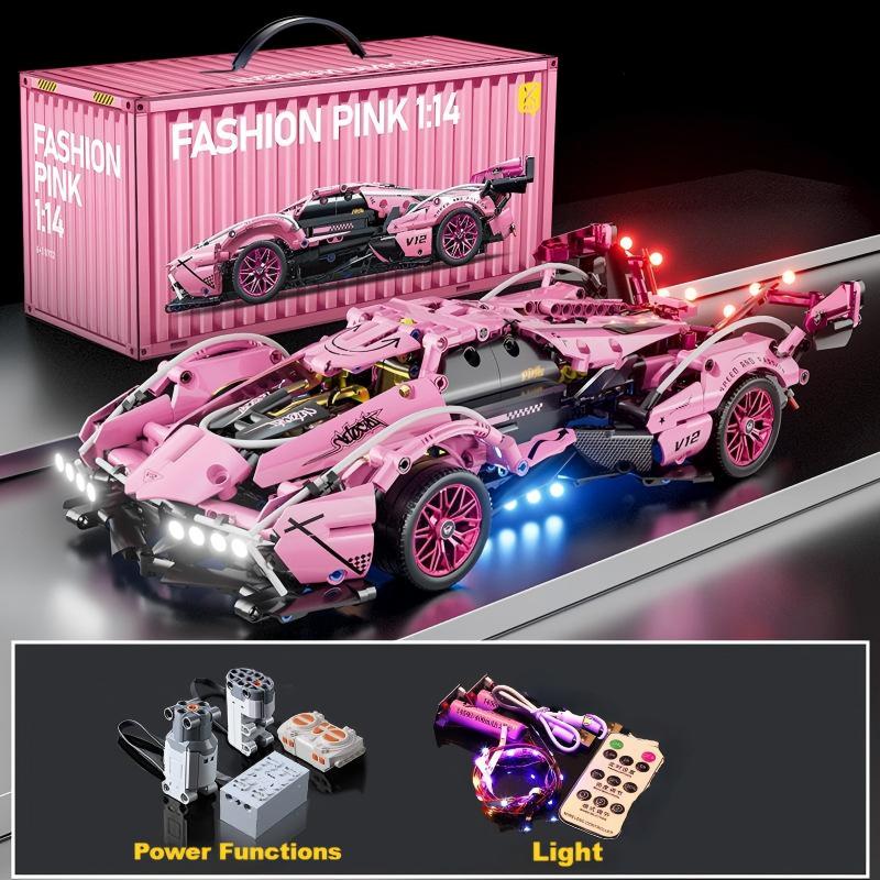 1:Mattoncini Super Auto da Corsa Scala 1:14, Kit Modello Veicolo Sportivo Fai-da-te Giocattolo da Costruzione Regalo per Ragazzi Bambini Età 8-12 14