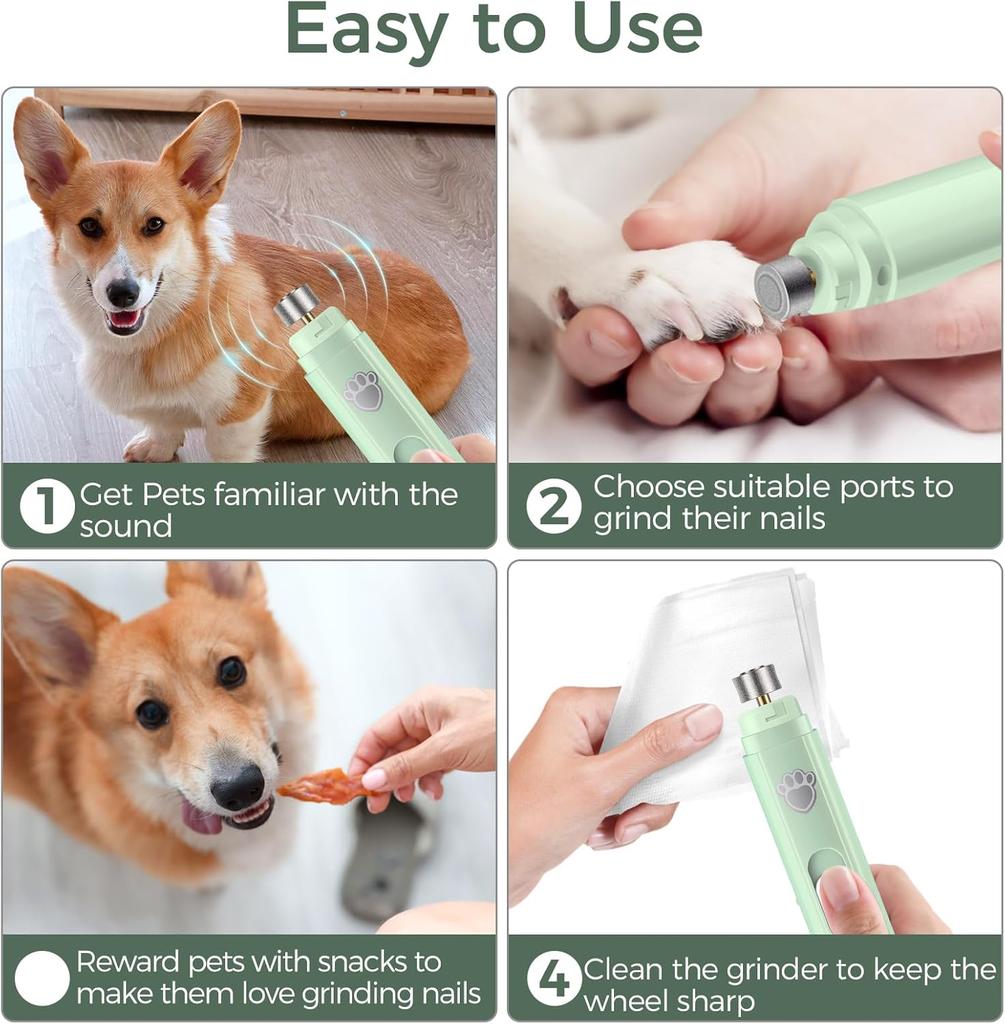 5V USB Electric Cat Nail Grinder with Clippers LED Light Pet Nail Grinder 500 MAh Pet Nail Trimmers for Dog Paws Grooming