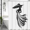 Black and White Elegant Women's Shower Curtain, Bathroom Decorative Shower Curtain, Waterproof Shower Curtain with Hooks