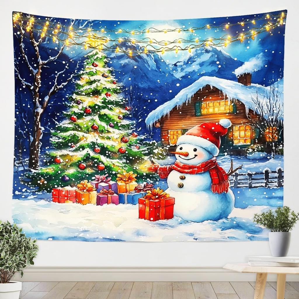Frohe Weihnachten Wandteppich Neujahr Hintergrund Wandbehang Dekoration Kamin Strümpfe Geschenke Hängestoff