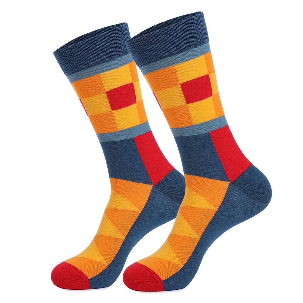 Men's Plus Size Striped Knee-High Socks - Trendy European & American Style for Autumn/Winter