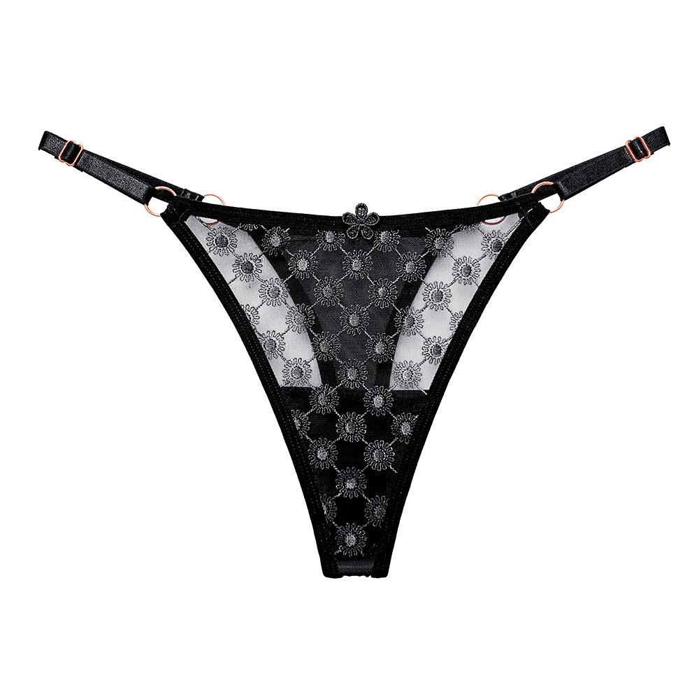 Korean Version of Simple and Slightly Sexy Girl Panties, Fancy Thin Mesh Yarn, Pure Desire, Low Waist Adjustable Thong 2269