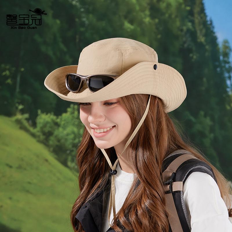 Summer big brim sunscreen hat outdoor mountaineering fishing visor quick drying waterproof bucket hat fashion hat women