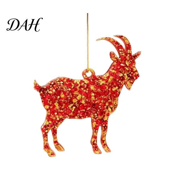 Acrylic Festive Hanging Pendants 2D Goat Christmas Tree Ornament, Zodiac Pendant with Gold String, Year Red Gradient Decor of The Ornament 2027,