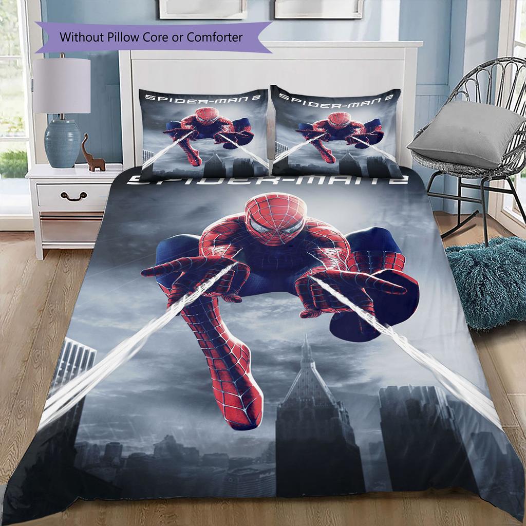 Spider-Man Superhero Series Bedroom Three-Piece Duvet Cover Bedding Set (1*Duvet Cover + 2*Pillowcase, Without Core)