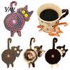 Protective Coasters for Kitchen Crochet Cat Butt Coasters, Cute Knitted Cotton Cup Mats Table, Non-Slip Washable Heat Resistant Placemats Mugs Teapots