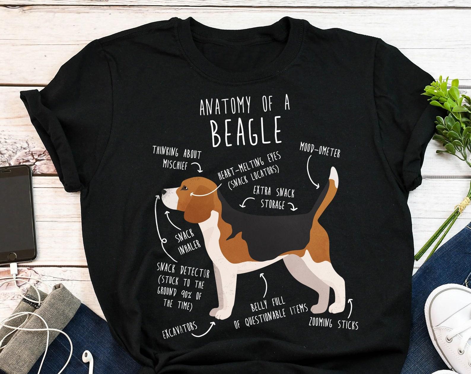 Beagle Shirt, , , Funny Dog Lover Gift, Cute Tri Color Beagle T-shirt, Pet Tee, Dog Mom, Dog Dad, Gift For Him, Her, Anatomy Top 160