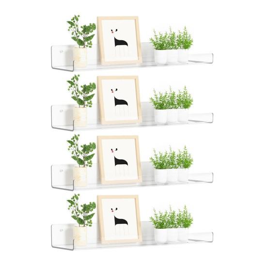 Transparent Floating Shelf Acrylic Bathroom Shelf Modern Wall Mounted Shelf for Perfume Decoration