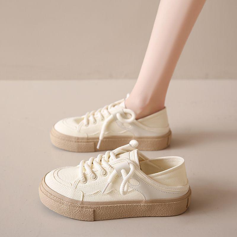 

WTEMPO повседневные дышащие туфли на плоской подошве, однотонные, на шнуровке и на мягкой подошве, удобные модные универсальные парусиновые туфли с круглым носком на увеличенном каблуке 40 коричневый