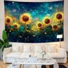 Sunflower Tapestry Galaxy Space Floral Aesthetic Tapestries Starry Sky Nature Hanging Wall Art Decor Home Decoration for Bedroom