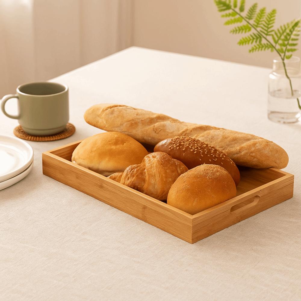 Rectangle Bamboo Tray Stylish Design Food Tray Multi-Purpose Fruit Tray  Kitchen Use