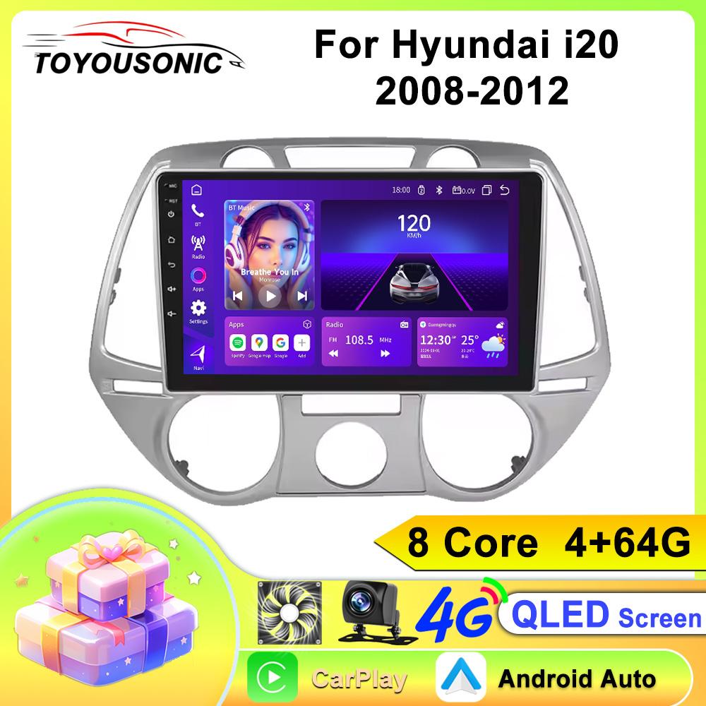 Toyousonic Car Video Player for Hyundai i20 2008-2012 GPS Navigation Built-in Dsp Carplay Autoradio Android Head Unit