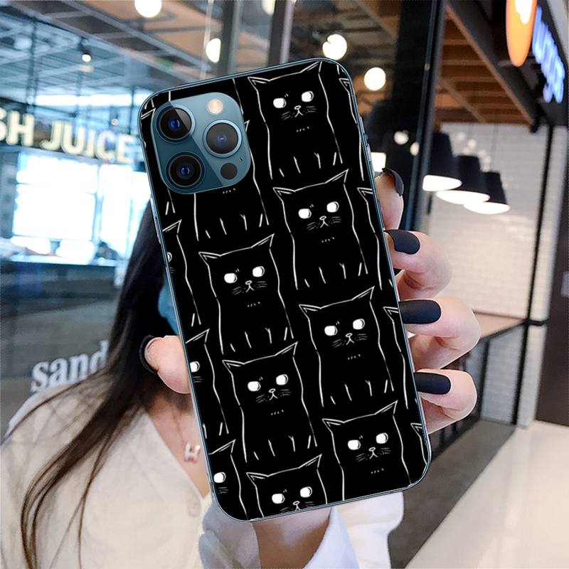 

Милый черный чехол для телефона iPhone 11 12 13 Pro Max 5s 6s 7 8 Plus X Xr Xs Max Se 2020 13 Mini чехол iphone 13 mini