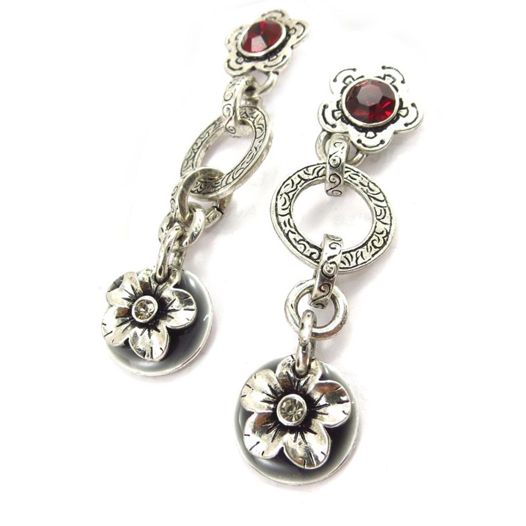Les Trésors De Lily [C5255] - Designer Earrings 'Belle Des Champs' Red Gray