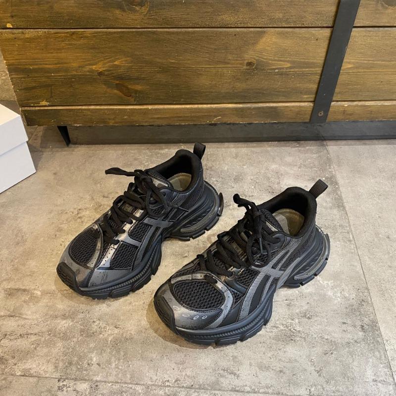 

Thick-soled dad shoes women s spring new models show feet small leather mesh breathable height increase sports and leisure shoes 35