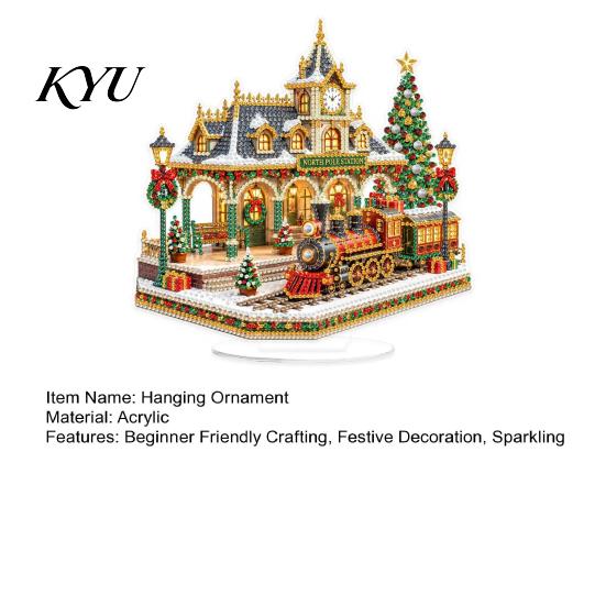 Educatieve Kunstactiviteit Kerst Faux Diamant Kit, Kerstman Sneeuwpop Hangend Ornament DIY Huisdecoratie Projecten Acryl Hanger met Strass Steentjes Knutsel Kit
