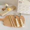 Stainless steel chopsticks spoon fork three-piece set cartoon cheese love student picnic portable tableware set