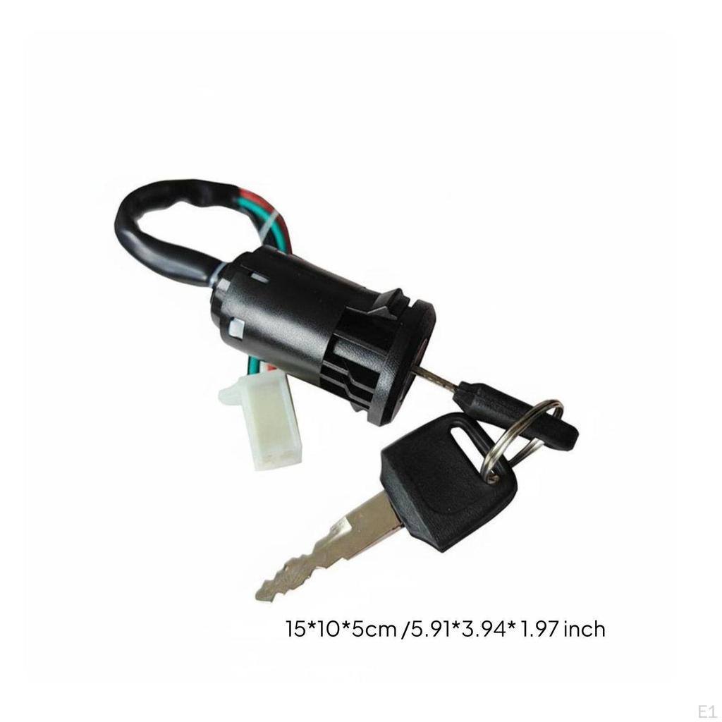 Motorcycle Ignition Switch Assembly ATV Key 4 Wire Lock for DIY Mechanics