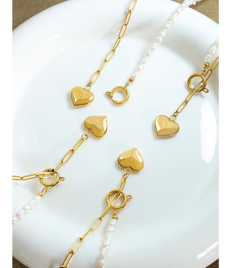 Elegant Heart Pendant Necklace with Natural Freshwater Pearl and Clavicle Chain