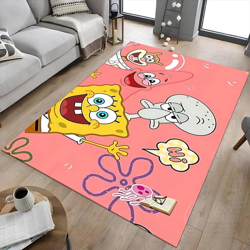 1pc Spongebobs Adventure Day Carpet for Playroom Bedroom Living Room Sofa Home Decor,kids Game Area Rug Non-slip Floor Mat Y7294