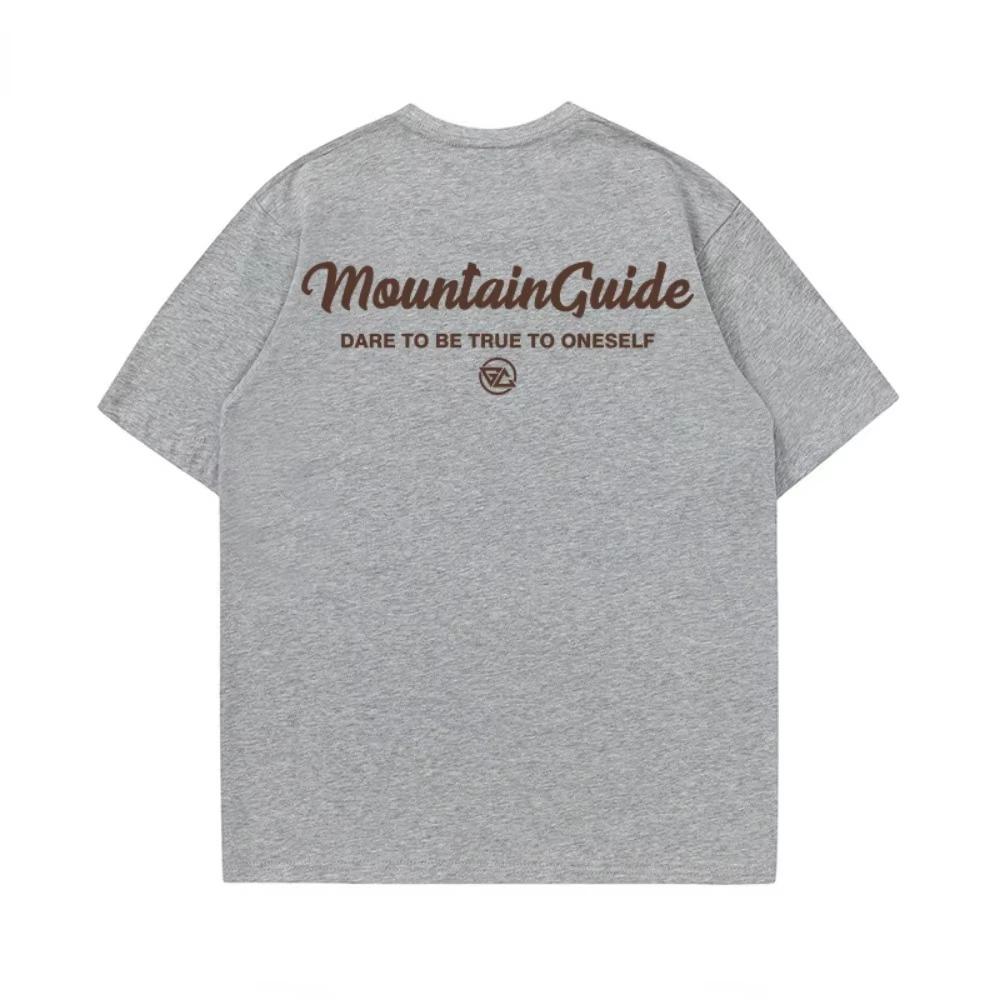 Summer Fashion Heavyweight Retro Men's English Letters 100% Cotton Printed Round Neck High-quality Casual Fitness Street T-shirt