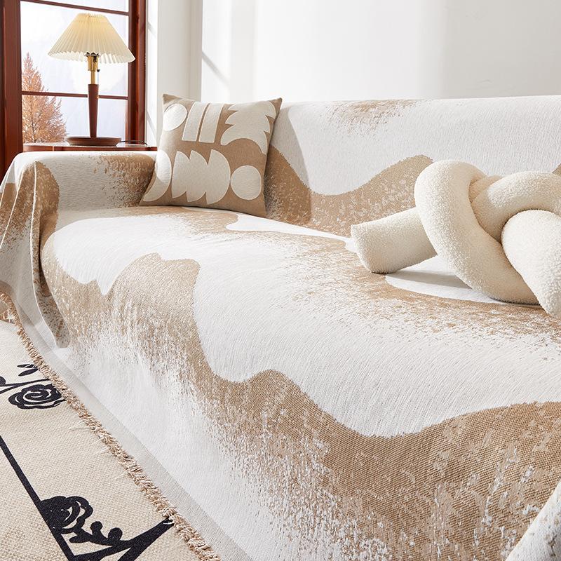 Полотенце для дивана из синели в стиле бохо с кисточками — фото 7