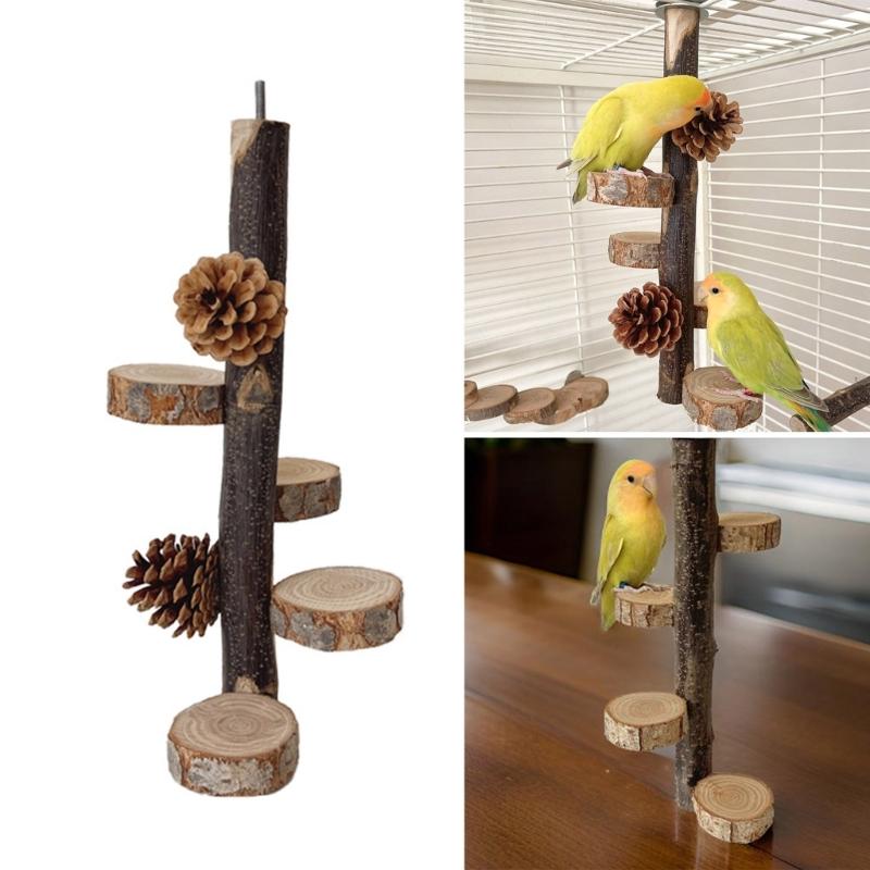 Parrots Grinding Scratchers Perch Pinecone Bird Stand Cage Toy Ladder Rack Toy Grinding Perch Supplies