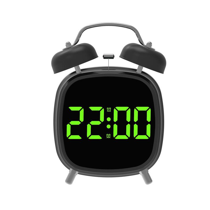 Electronic Metal Alarm Clock Featuring Led Screen And Powerful Chime For Home Sleep Aid