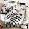 Black and white striped small square scarf silk scarf women's square scarf professional bank matching shirt neck protection scarf thin scarf