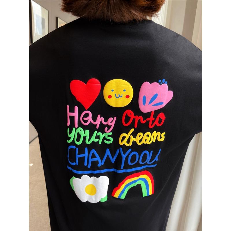 YYFS Damenmode Sommer Frühling Blumenmuster Druck 1/2 Ärmel O-Ausschnitt Lockere Taille Freizeitkleider