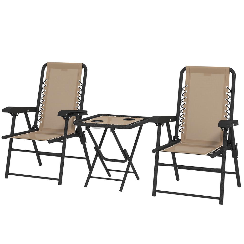 Three-Piece Garden Table and Chair Set - Khaki