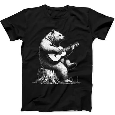 Bär spielt Gitarre Nacht Bestseller Meme Lustiges Geschenk T-Shirt Schwarzes T-Shirt 312