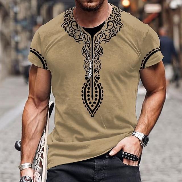 Casual Men's Clothing Ethnic Style Retro Abstract 3D Printed Short-sleeved T-shirt