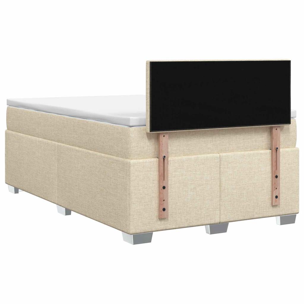 Box Spring Bed with Mattress Cream 120 x 190 cm Fabric