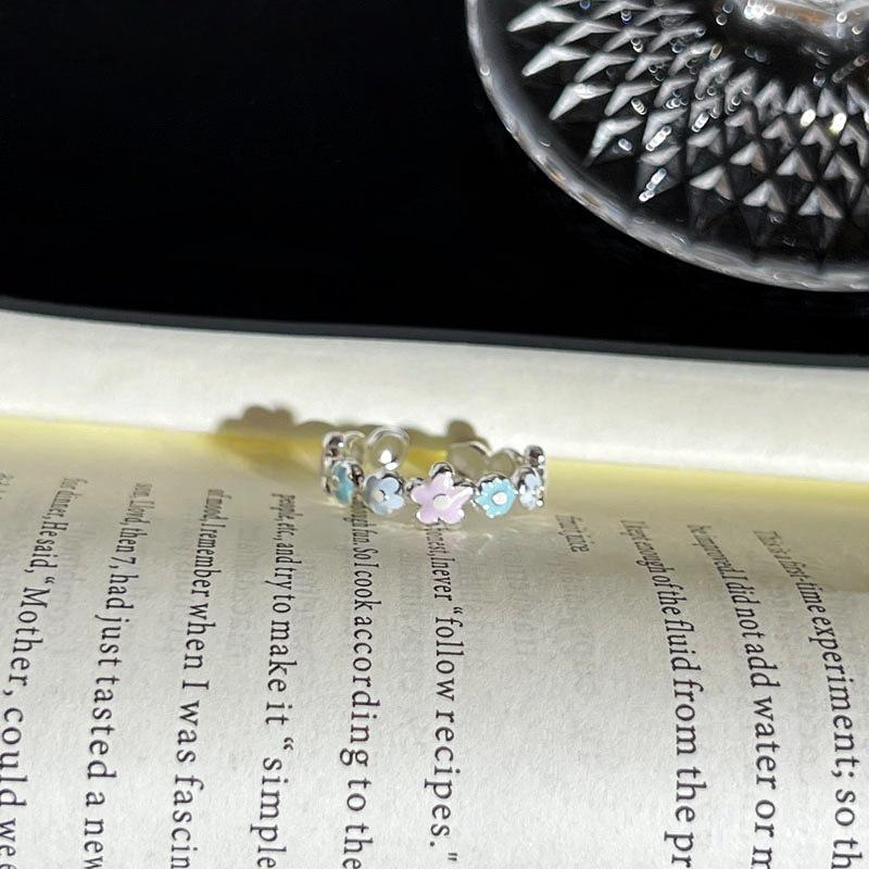 Women's Colorful Summer Flower Open Ring - Sweet, Light Luxury Vacation Style