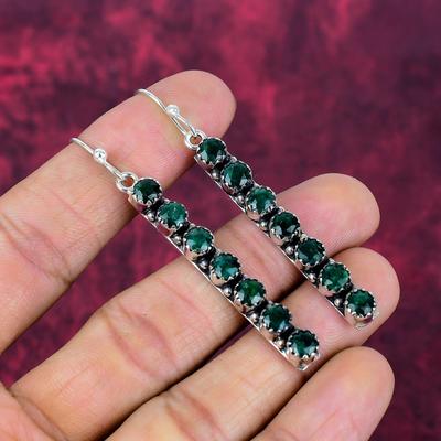 Orecchini Smeraldo Argento Sterling Massiccio 925, Gioielli Orecchini con Pietre Preziose Fatti a Mano, Regali Per Moglie Orecchini Nuovissimi