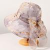 Summer Wide Brim Hat For Women With Breathable Polyester Sunshade And Floral Pattern For Sun Protection