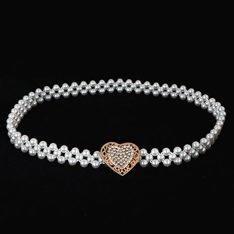 

Pearl Waist Belt Gold Butterfly Waist Chains Elastic Dress Belt Rhinestone Waistband Jewelry for Women and Girls