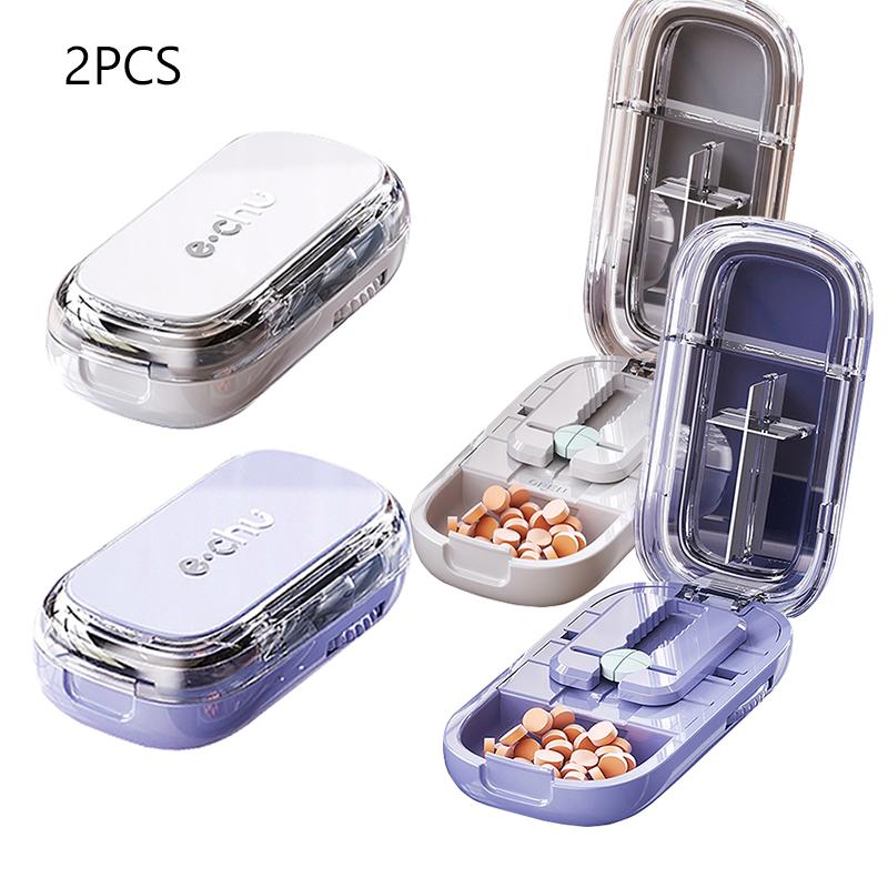 Health Pills Case Quarter Pill Cutter Storage Box Portable Medicine Tablet Medicine Dustproof Divider for Small Pills and Large