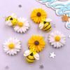 10PCS Resin Cute Colorful 3D Cartoon Bee Flower Figurines Flat Back Rhinestone Garden Scrapbook DIY Bow Decor  Accessories