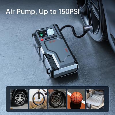 Jump Starter Power Bank με 150 PSI Compressor 4-in-1 Power Bank As Car Jump Starter Max 6000A Peak Power Portable Starter Power Bank with LED Torch
