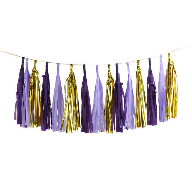 15-Piece Paper Tassel and PET Ribbon Set for Birthday Party Decorations