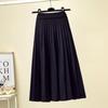 Women Winter Skirt Solid Color Pleated Soft High Waist A-line Warm Big Hem Elastic Waist Lady Autumn Skirt Women Garment