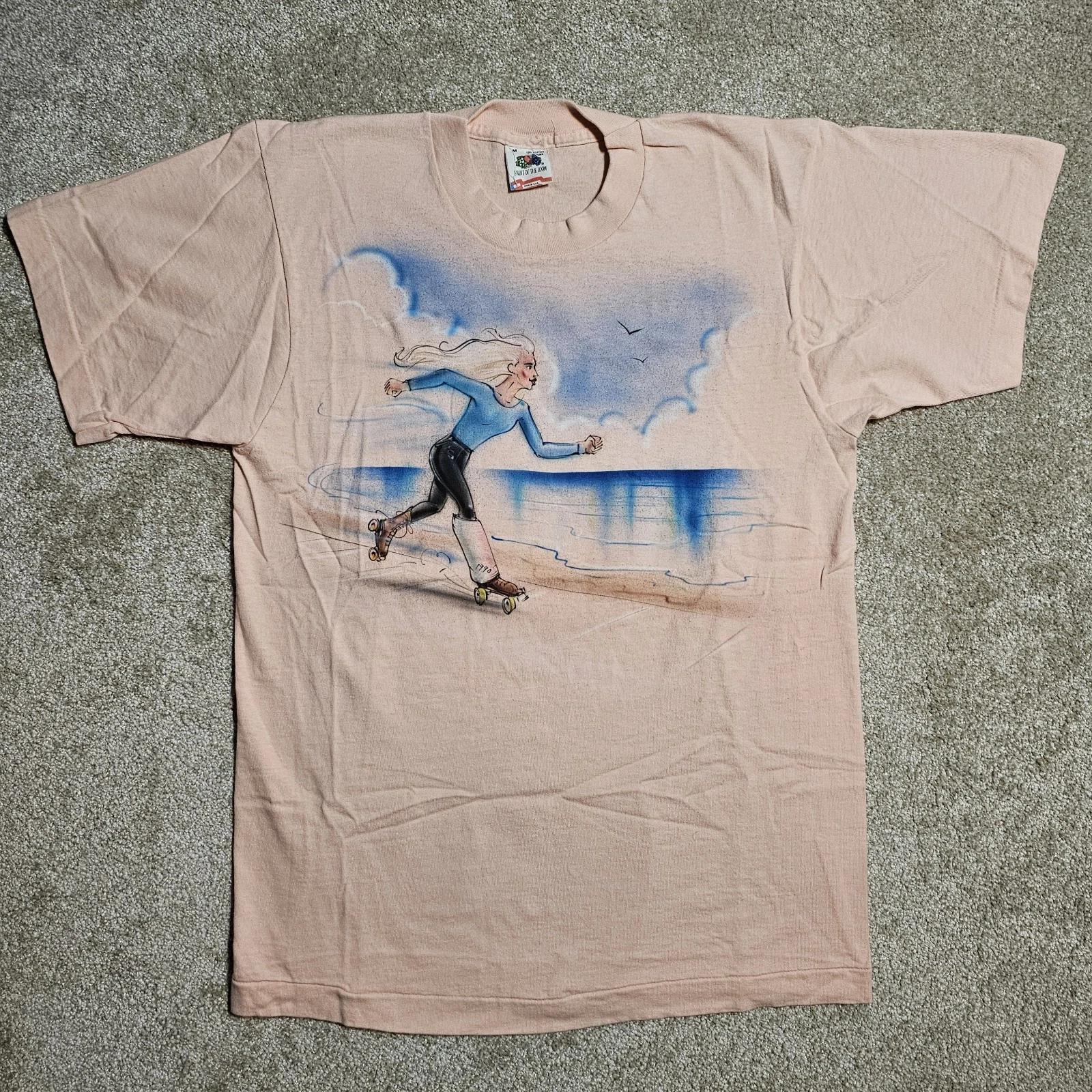 

Vintage 90s Pink Ice Skater FoTL Airbrush T-shirt Mens M Grunge Preppy Ironic 90 M
