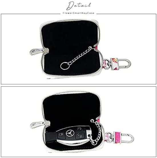 Gisele Key Smart Key Floral Compact Case, Compatible, Carabiner, Print, Design, Women's (Flower Pink)