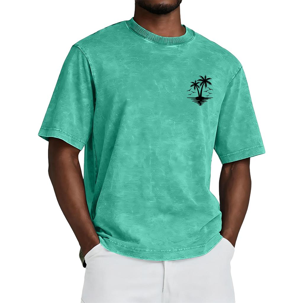 Short Sleeve Crew Neck T Shirt with Tree Print Loose Fit Casual Top for Everyday Wear Unisex Design Comfortable Material