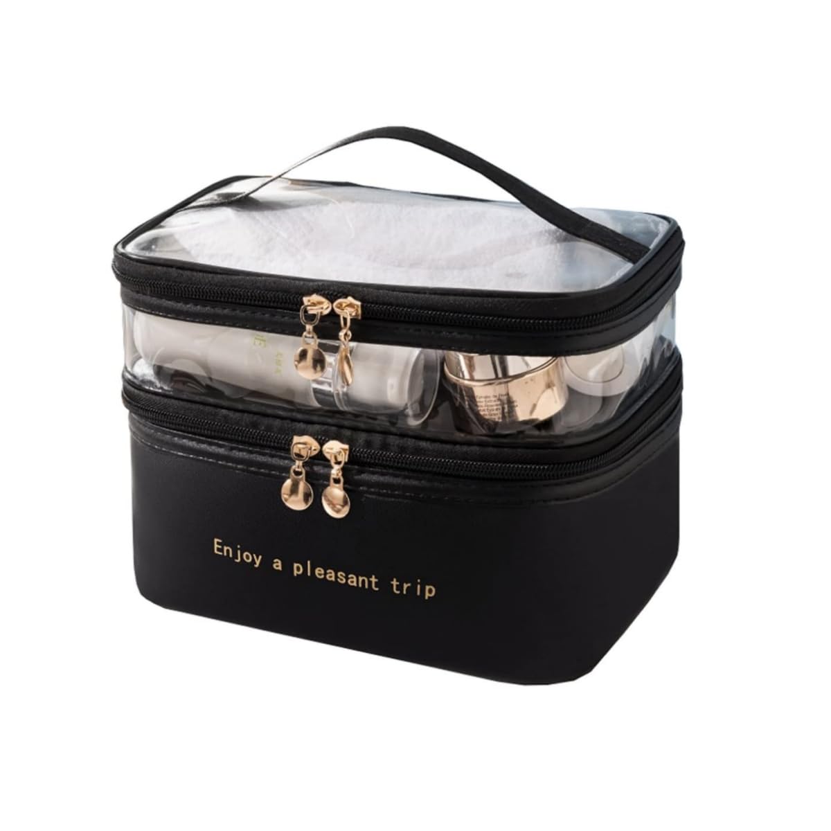 

Aylashine Large Capacity Multifunctional Travel Cosmetic Bag with Brush Storage and Wash Transparent and Solid Color Makeup Organizer for Travel and чёрный