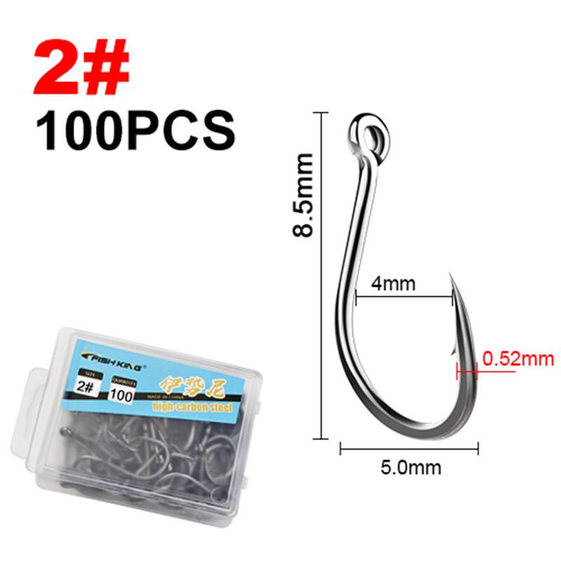 FTK High Carbon Steel Single Fishing Hook, Barbed Sharp Point, Strong Tensile Resistance for Saltwater 100Pcs